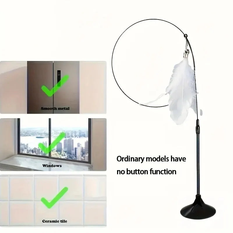 Kattfjädervippa med Bjällra - Interaktiv Leksak med Sugpropp
