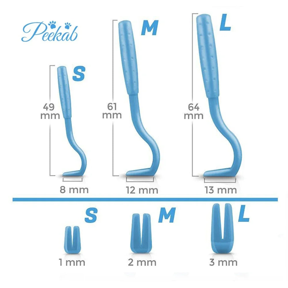 Loppbortagare Set - 3 Storlekar för Säker Borttagning av Loppor & Fästingar
