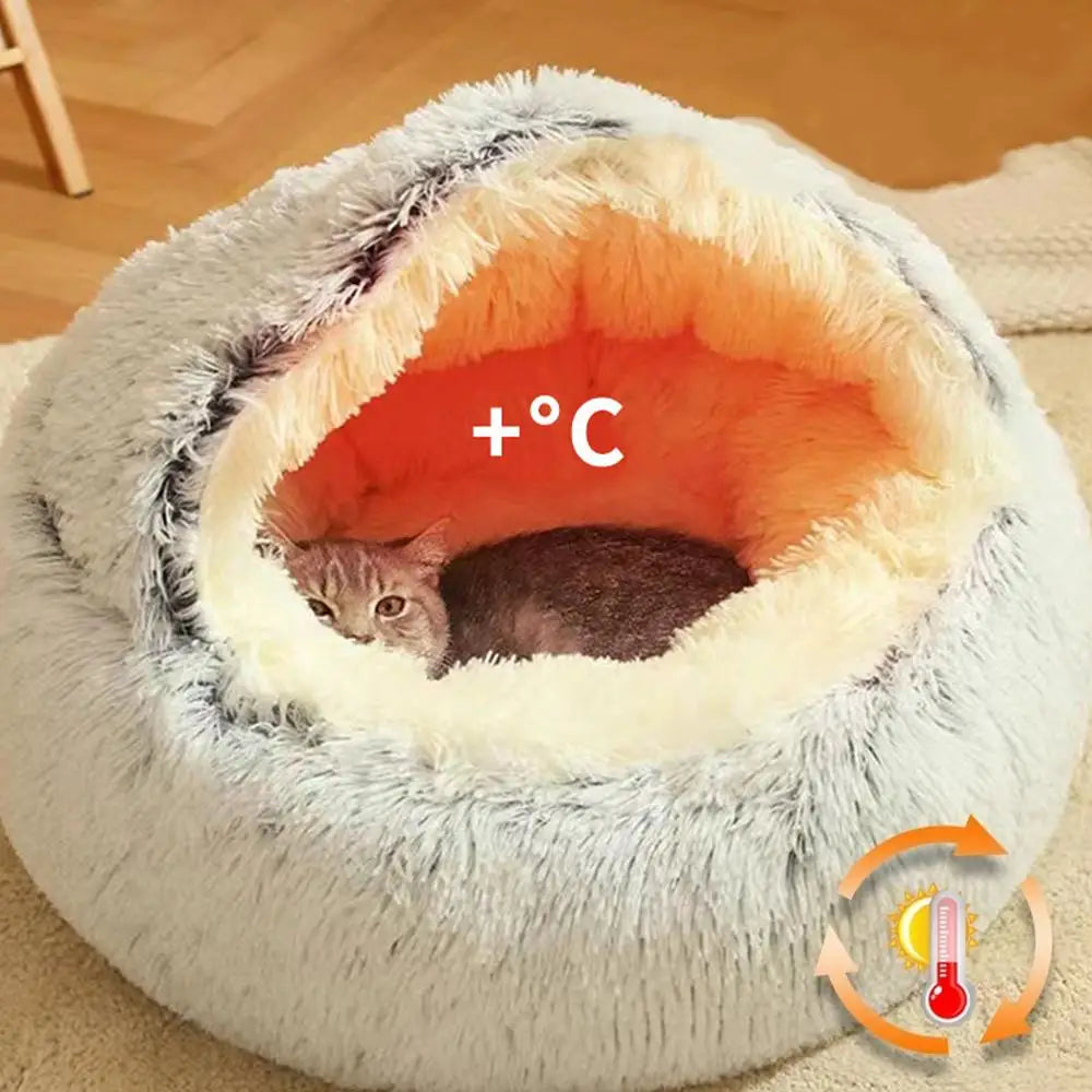 Winter Plush Round Cat Bed Pet Mattress Warm Soft Comfortable Basket Cat Dog 2 in 1 Sleeping Bag Nest for Small Dogs
