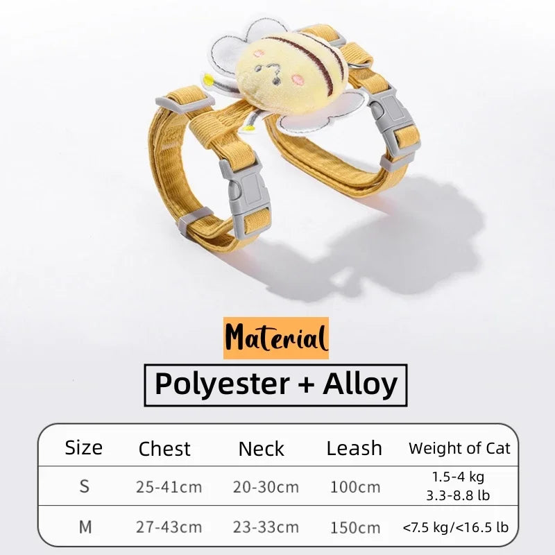 Kattsele & Koppel Set - Söt Bi-Design för Katt & Små Hundar